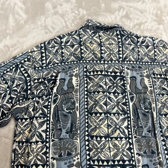 VTG Arizona Jean Co Shirt Mens Large Blue Hawaiian Tropical Button Front Coastal - Picture 11 of 12